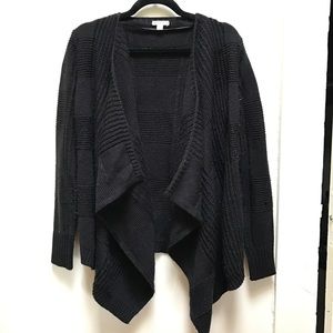 Black knit drape cardigan
